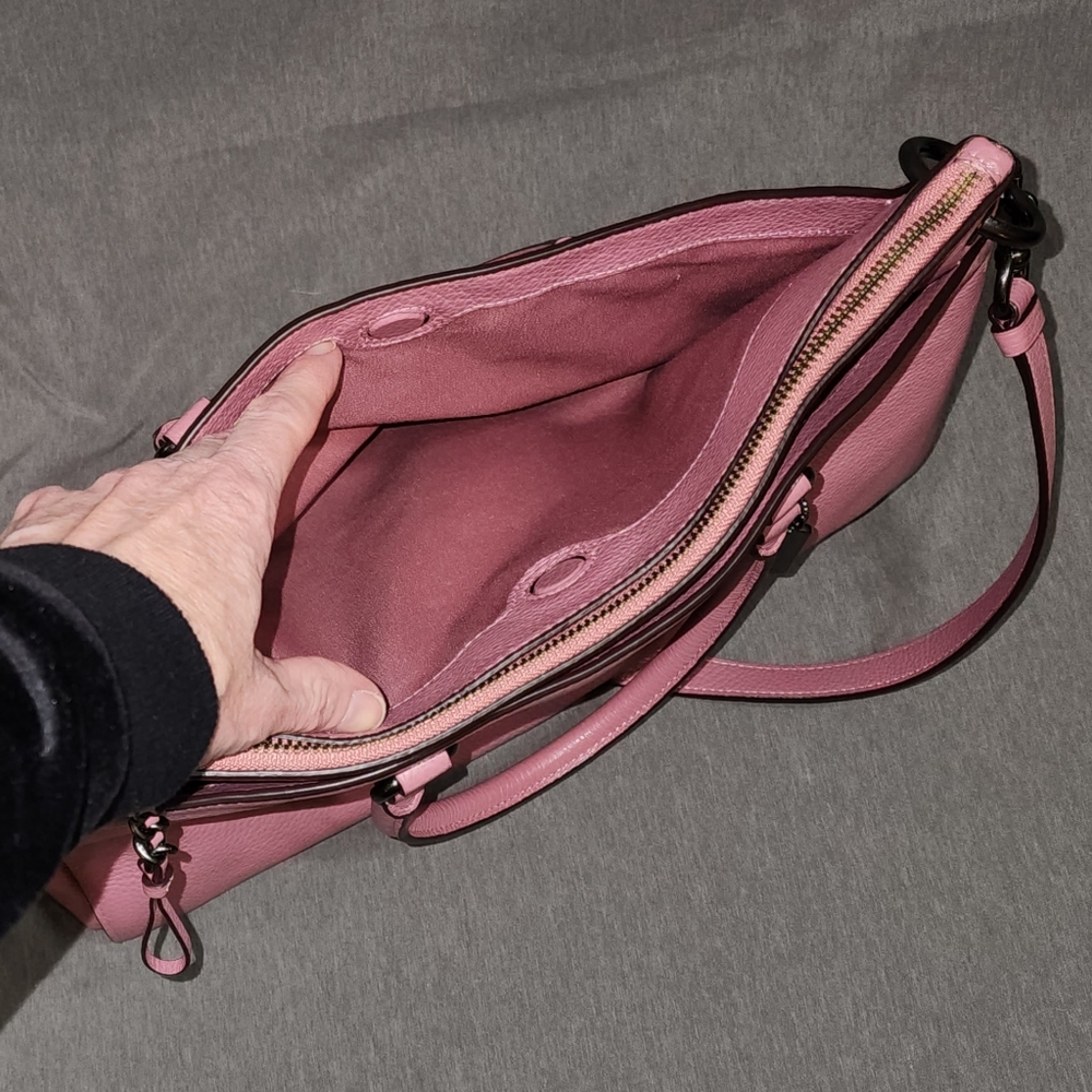 COACH Mia Pink Rose Leather Satchel/Crossbody, Like New - Picture 5 of 8
